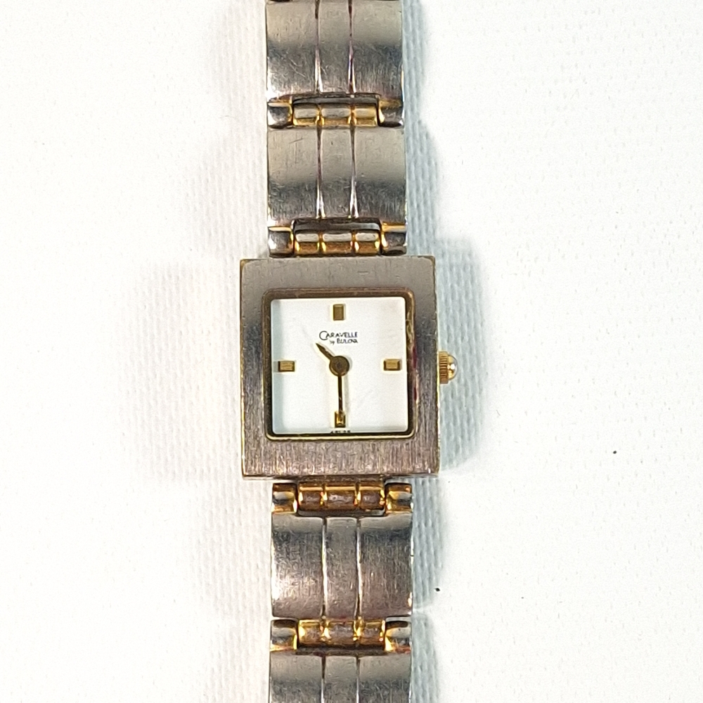 Caravelle by Bulova Two Tone Bracelet Band Ladies Vintage Watch, New Battery